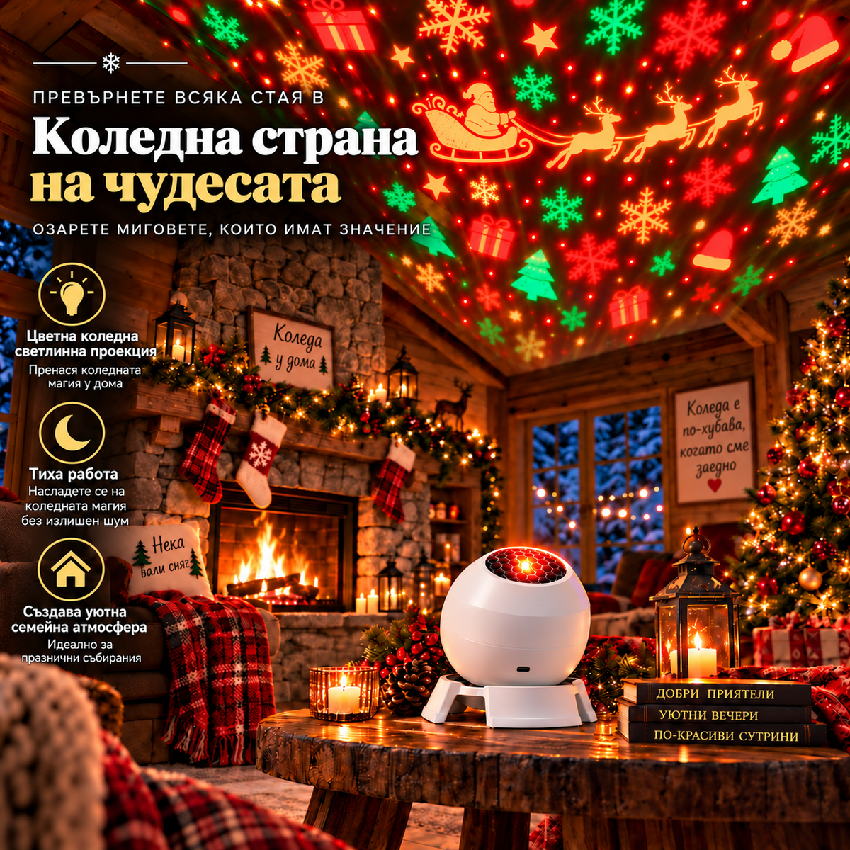 𝑺𝑪𝑵𝑫𝑹® 🎅🎅 Вълшебен коледен проектор и нощна лампа🍹🍹– Превърнете всяка стая във вълшебен коледен свят 🎄✨