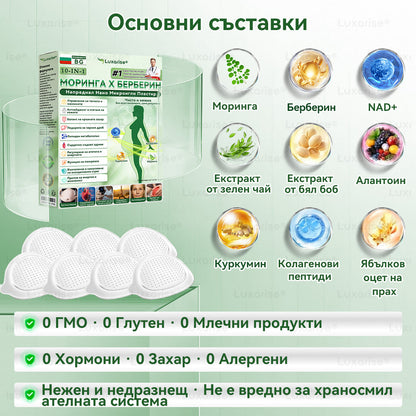 Официален магазин |🍋‍🟩𝑳𝒖𝒙𝒂𝙧𝙞𝙨𝙚® Моринга 𝗫 Берберин 𝟭𝟬-𝗜𝗻-𝟭 Напреднал Нано Микроигли Пластир (Един път на ден, видими промени за 7 дни）✅ Ожиряване, диабет, сънна апнея и проблеми със ставите