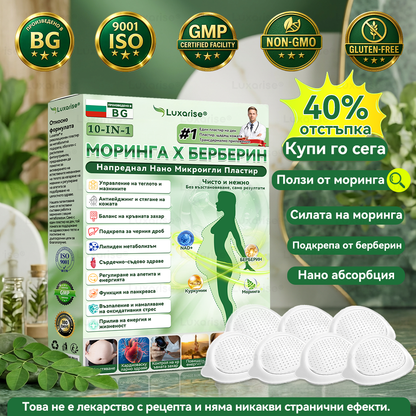 Официален магазин |🍋‍🟩𝑳𝒖𝒙𝒂𝙧𝙞𝙨𝙚® Моринга 𝗫 Берберин 𝟭𝟬-𝗜𝗻-𝟭 Напреднал Нано Микроигли Пластир (Един път на ден, видими промени за 7 дни）✅ Ожиряване, диабет, сънна апнея и проблеми със ставите